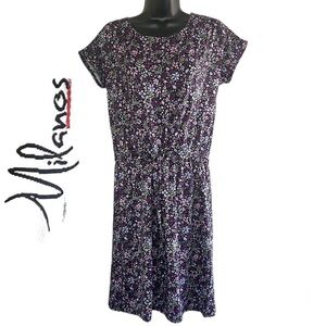 Milanos Women’s Purple/Pink Floral Print Knee Length Dress Size M